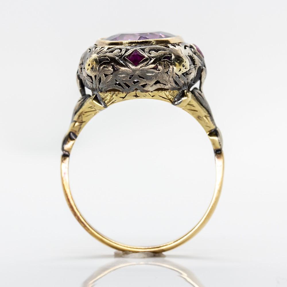 Victorian 18 Karat Gold and Silver Amethyst Ring 1