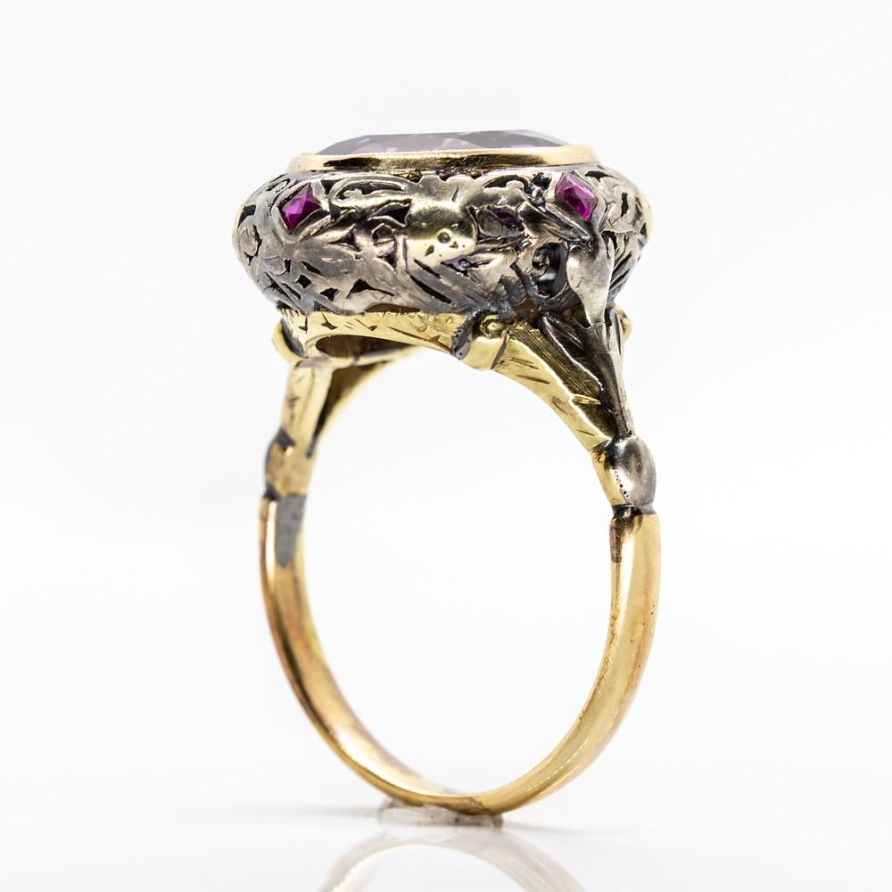 Victorian 18 Karat Gold and Silver Amethyst Ring 2