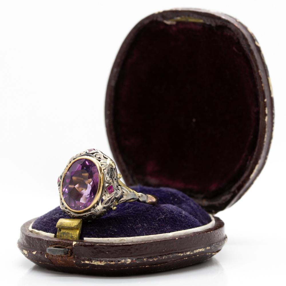 Victorian 18 Karat Gold and Silver Amethyst Ring 3