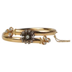 Viktorianisches 18K Gold & Silber Diamanten Blumenarmband