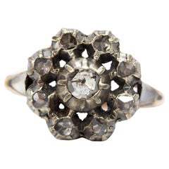 Victorian 18 Karat Gold and Silver Diamonds Ring