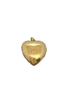 Victorian 18k Gold Silver Ruby Pearls Heart Shaped Pendant Necklace