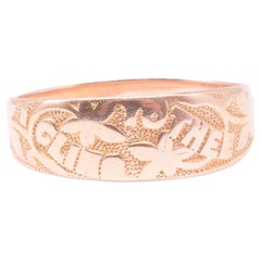 Anello vittoriano a 18 carati con messaggio sentimentale "I Cling to Thee