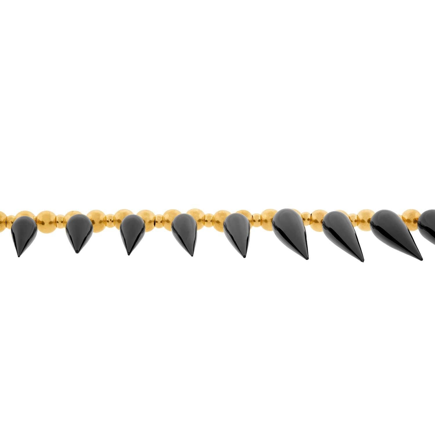 Viktorianische 18k Onyx Gold Ball Festoon Halskette im Zustand „Gut“ im Angebot in Narberth, PA