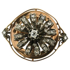 Victorian 18k Rose Gold & Silver Brooch with 0.60ct Diamonds, c. 1880