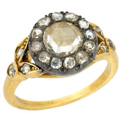 Victorian 18k/Sterling Silver Diamond Halo Ring .65ct