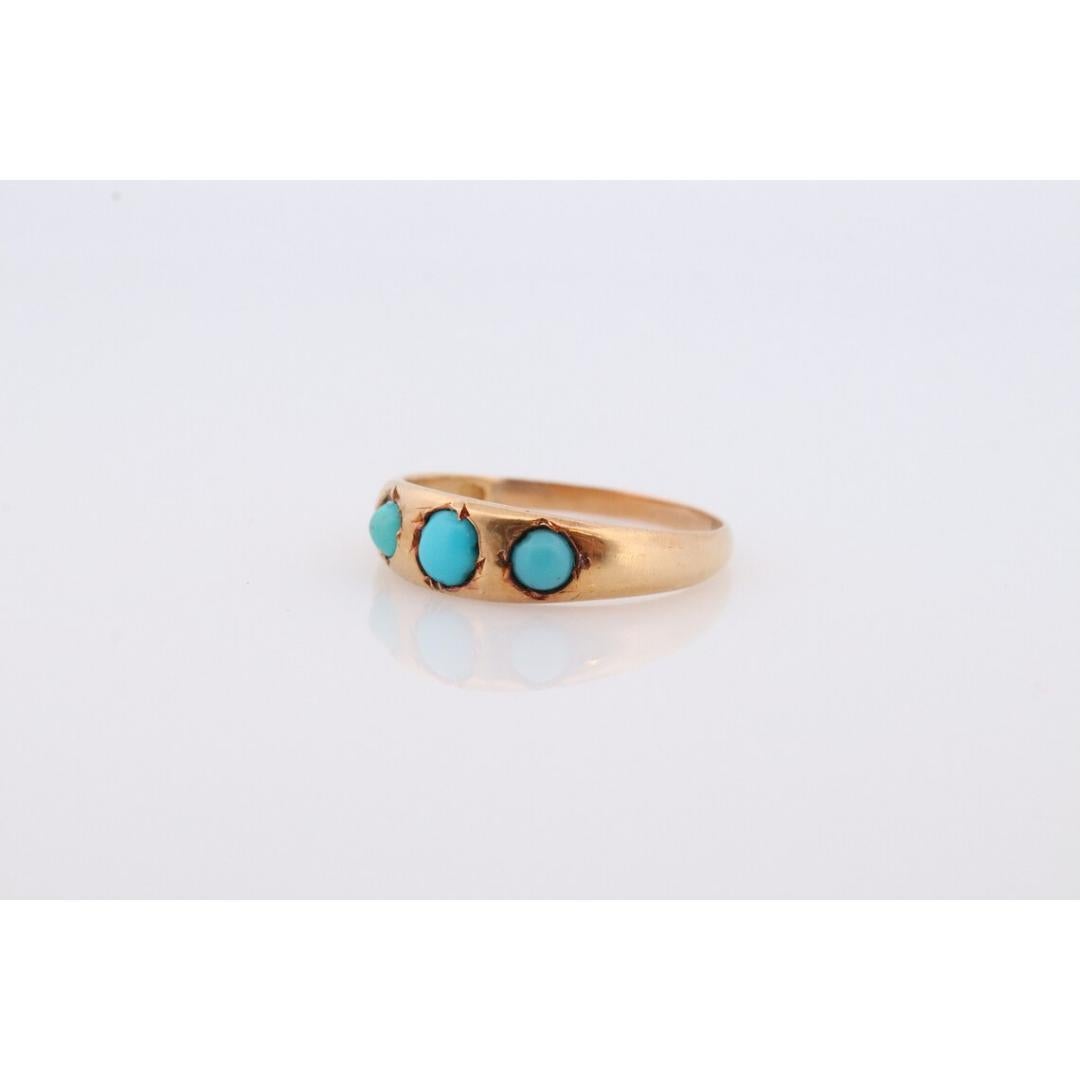 Victorian 18k Turquoise Cabochon stone Ring. 18k UK England Turquoise bezel set In Good Condition For Sale In Port Charlotte, FL