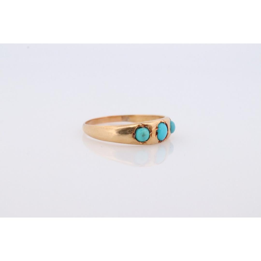 Women's Victorian 18k Turquoise Cabochon stone Ring. 18k UK England Turquoise bezel set For Sale