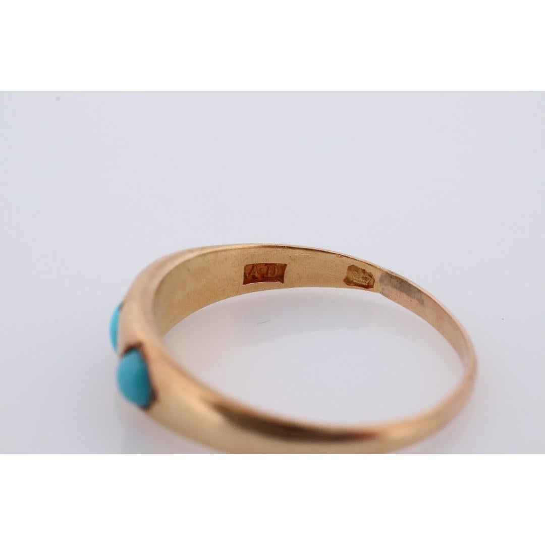 Victorian 18k Turquoise Cabochon stone Ring. 18k UK England Turquoise bezel set For Sale 1
