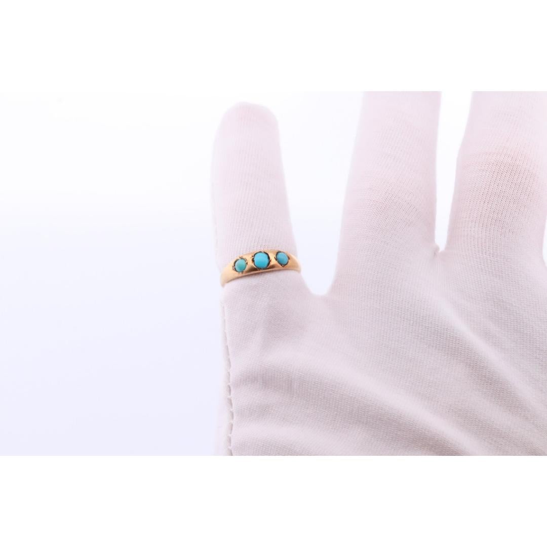 Victorian 18k Turquoise Cabochon stone Ring. 18k UK England Turquoise bezel set For Sale 2