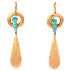 Victorian 18k Turquoise Drop Earrings