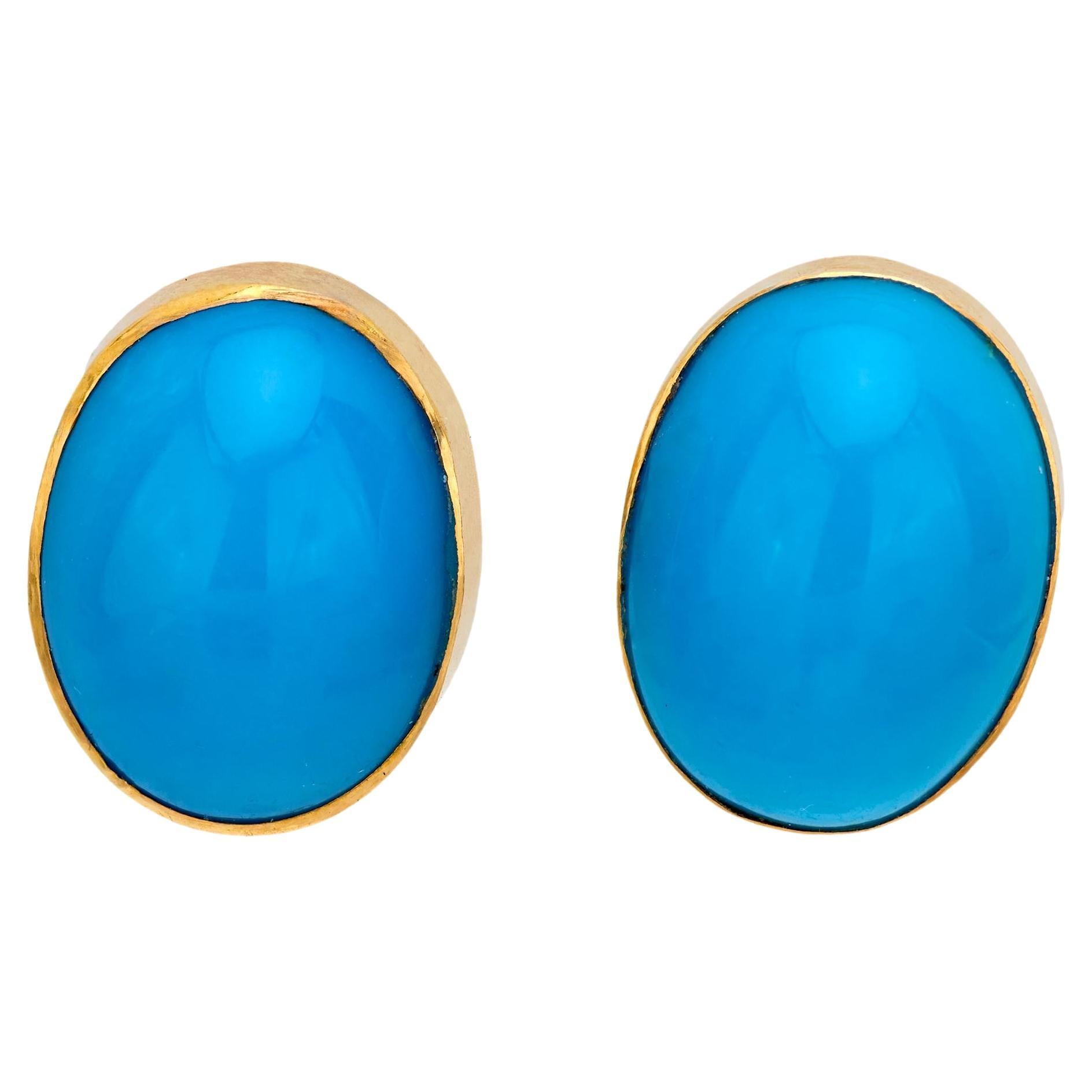 Victorian 18k Turquoise Stud Earrings
