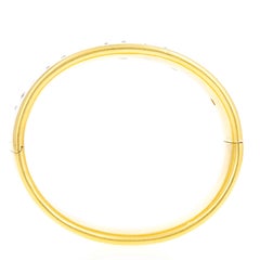 Victorian 18K Yellow Gold 0.75 Carat Rose Cut Diamond Brushed Bangle