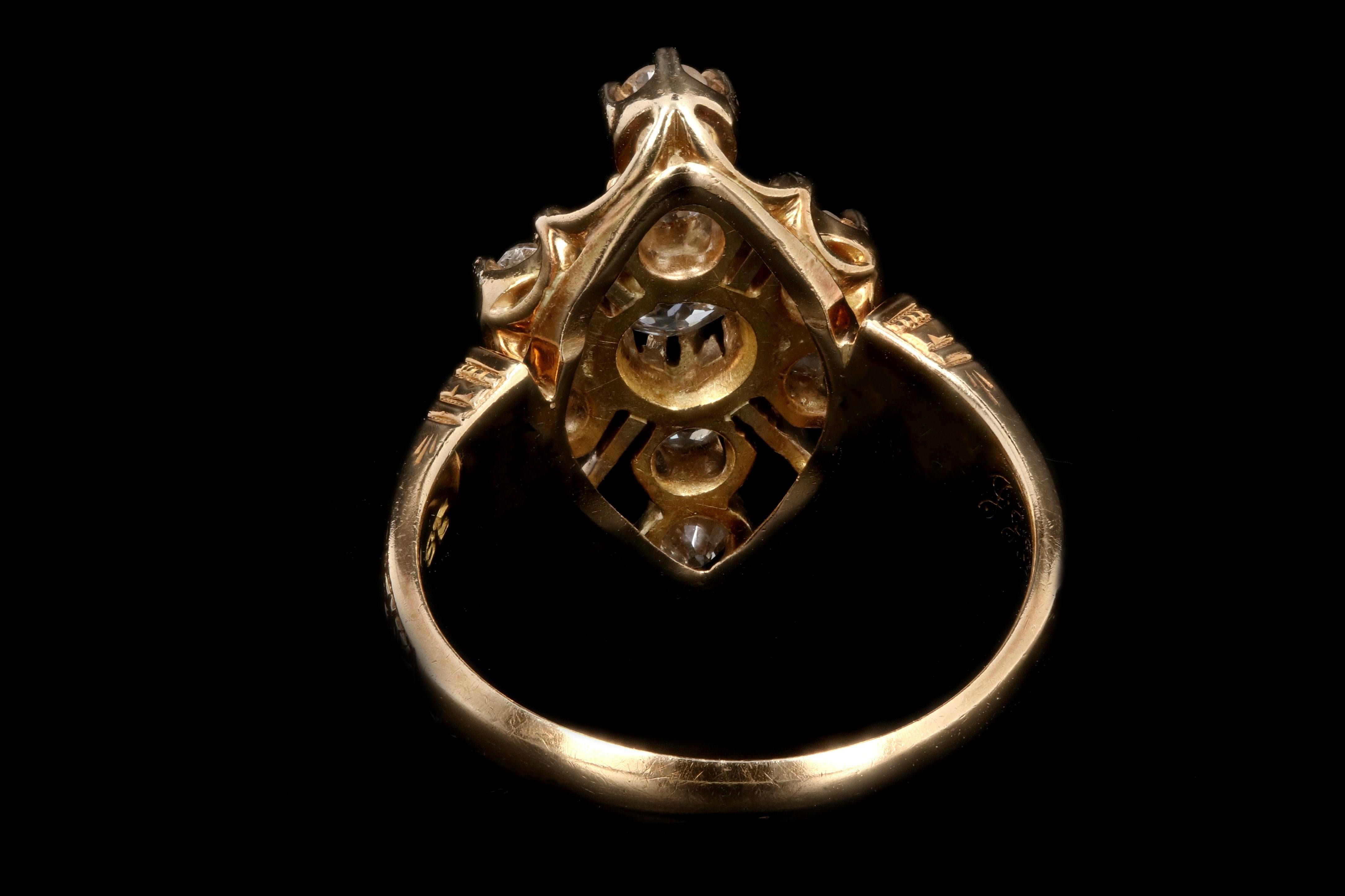 Victorian 18 Karat Yellow Gold 1 Carat Old Mine Cut Diamond Ring 1