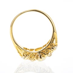 Victorian 18K Yellow Gold 1 Carat Opal Diamond Three Stone Band