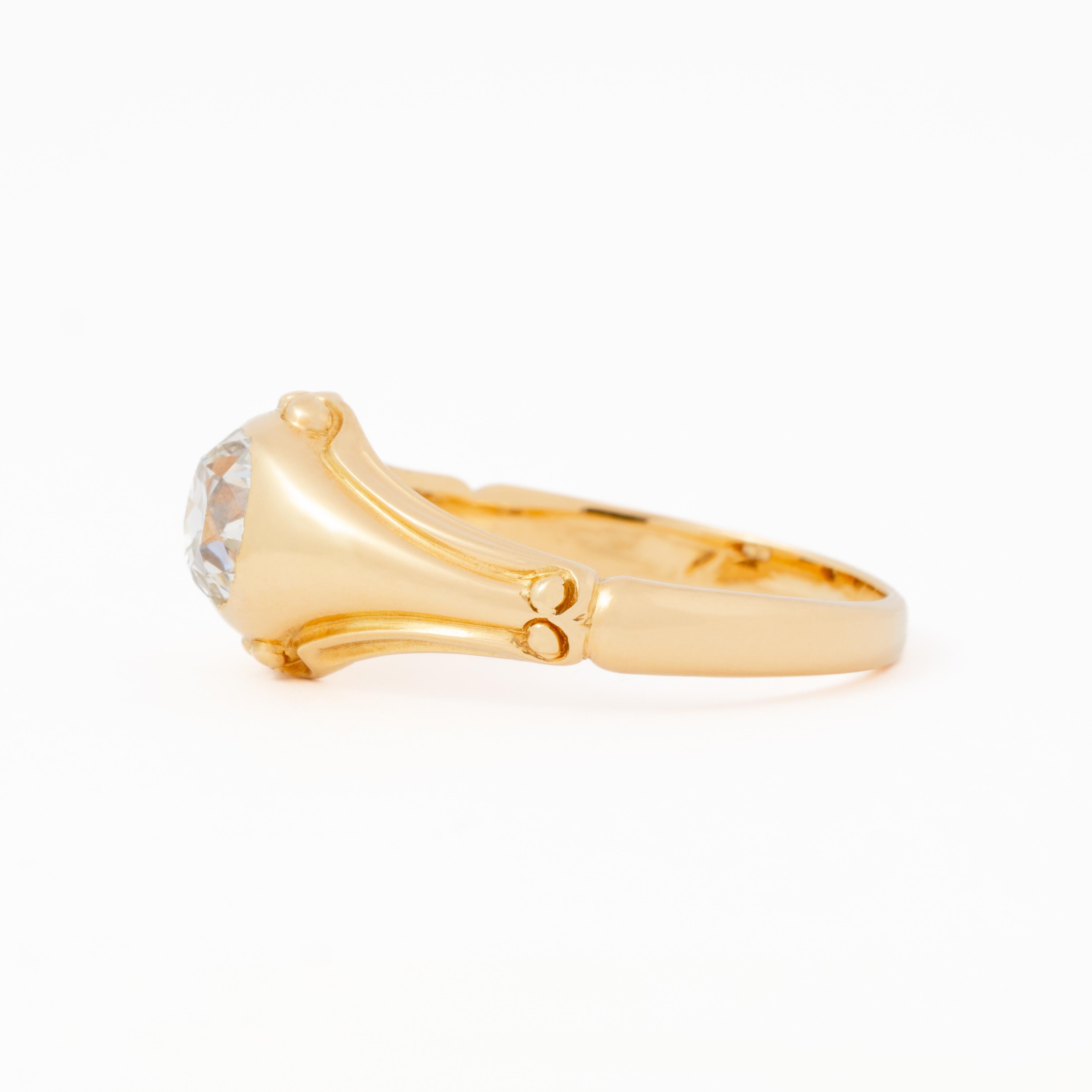 Taille vieille mine Bague gitane victorienne en or jaune 18 carats et diamants taille vieille mine de 1,10 carat en vente