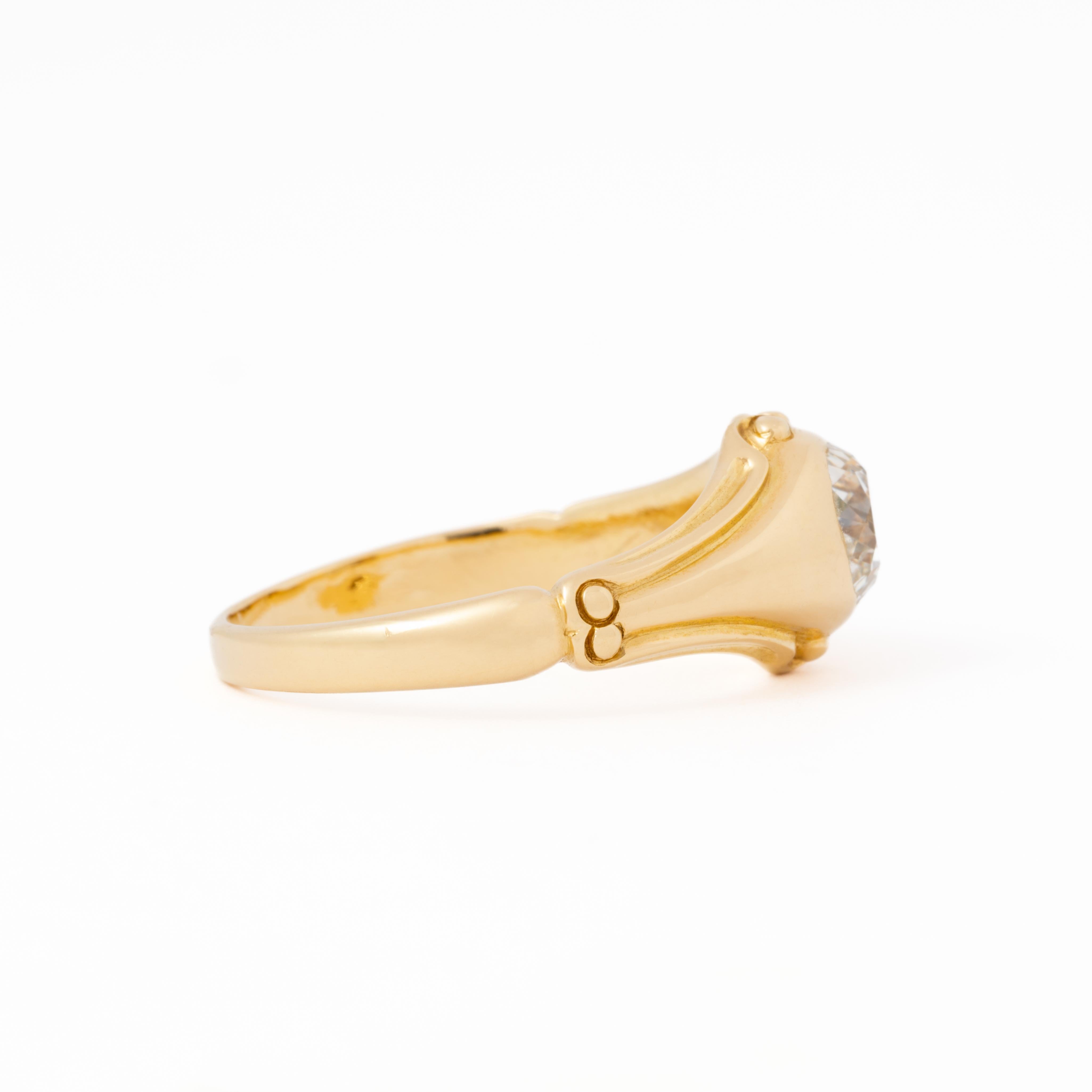 Bague gitane victorienne en or jaune 18 carats et diamants taille vieille mine de 1,10 carat Bon état - En vente à New York, NY