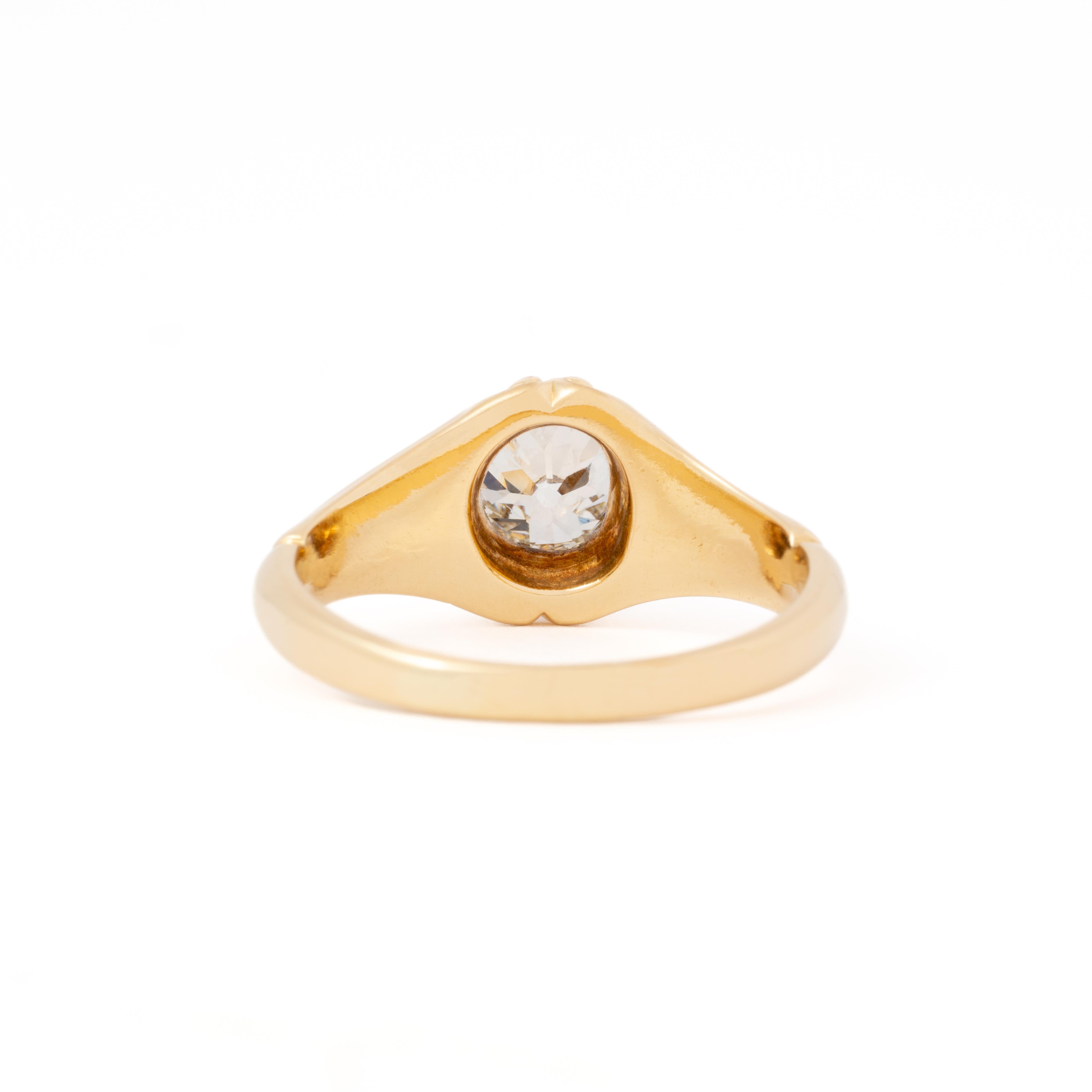 Bague gitane victorienne en or jaune 18 carats et diamants taille vieille mine de 1,10 carat Unisexe en vente