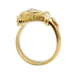 Victorian 18 Karat Yellow Gold and Rose Cut Diamond Snake Ring