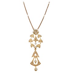 Collier victorien en or jaune 18K et perles de rocaille