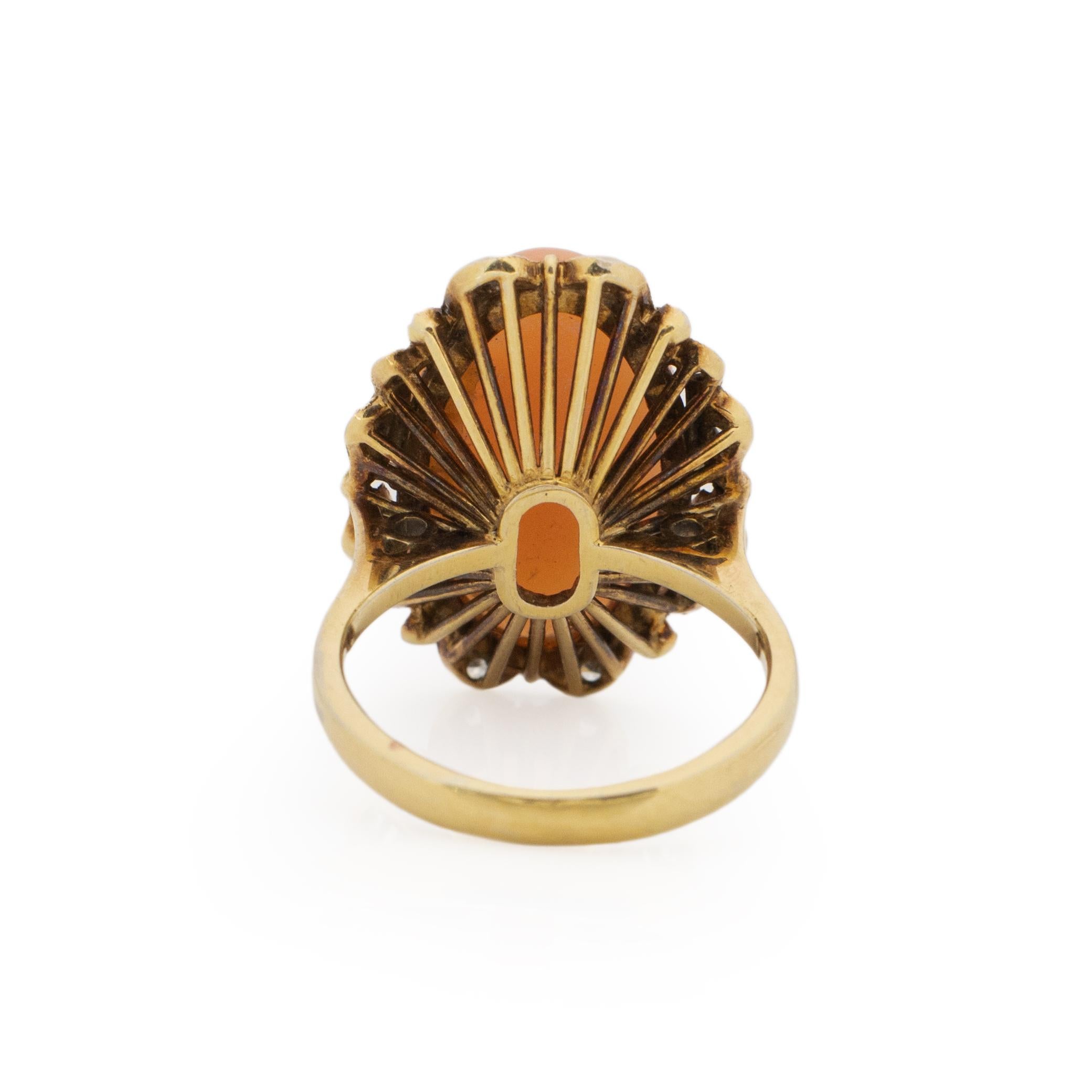 Viktorianischer Statement-Ring aus 18 Karat Gelbgold aus Engelshaut-Koralle mit Wellenschliffkanten im Zustand „Gut“ in Addison, TX