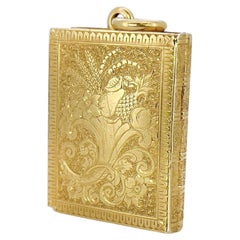 Victorian 18K Yellow Gold Book Locket, Circa 1880s, Antique Pendant