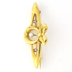 Victorian 18k yellow gold brooch with pearls – 1.6 grams