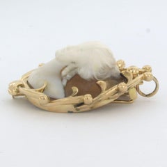 Victorian 18k Yellow Gold Cameo Brooch, 26g, Circa 1880, Lady's Head