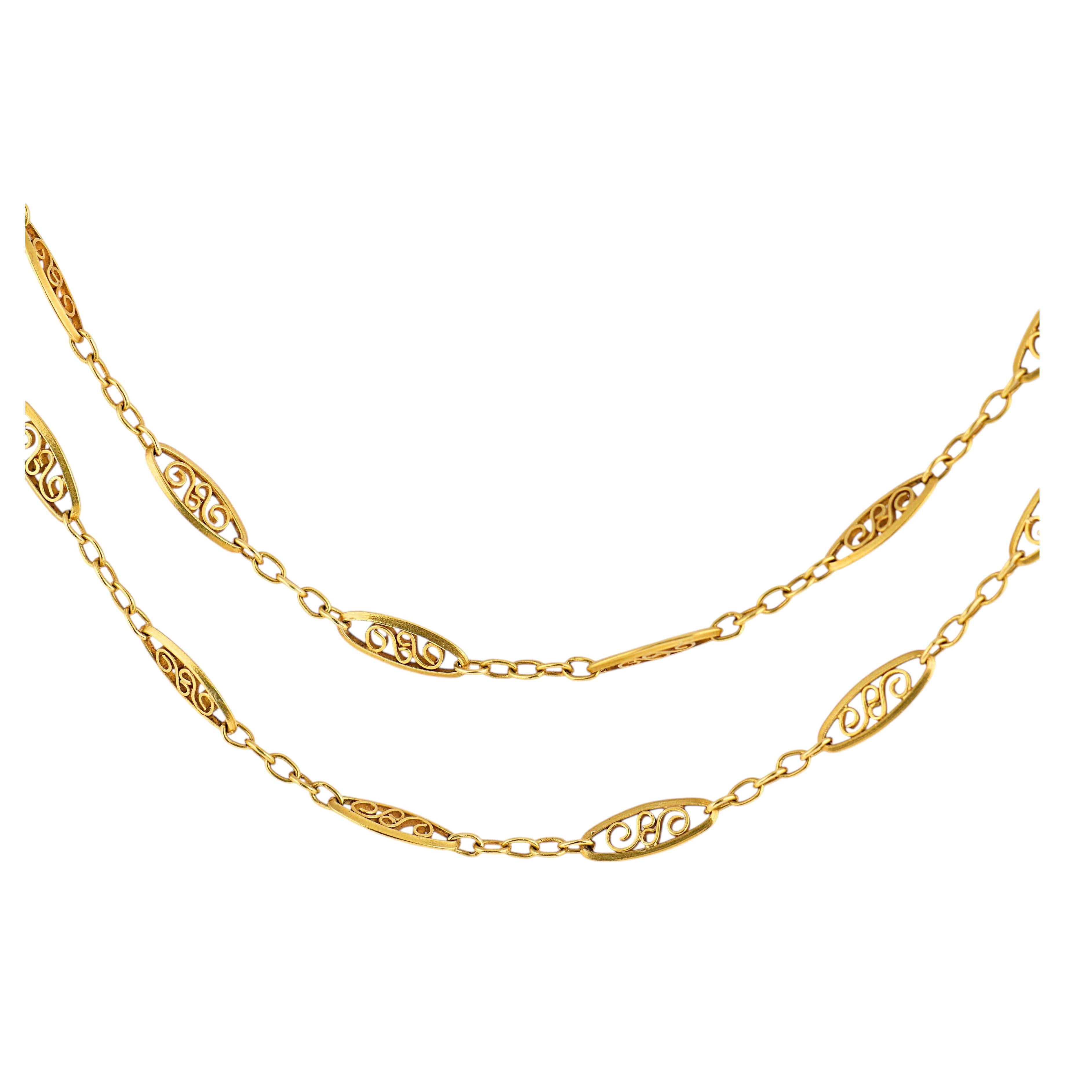 Victorian 18k yellow gold chain necklace