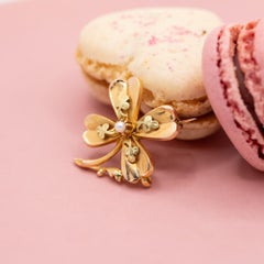 Victorian 18K Yellow Gold Clover Brooch – Pearl, French Horse head hallmark