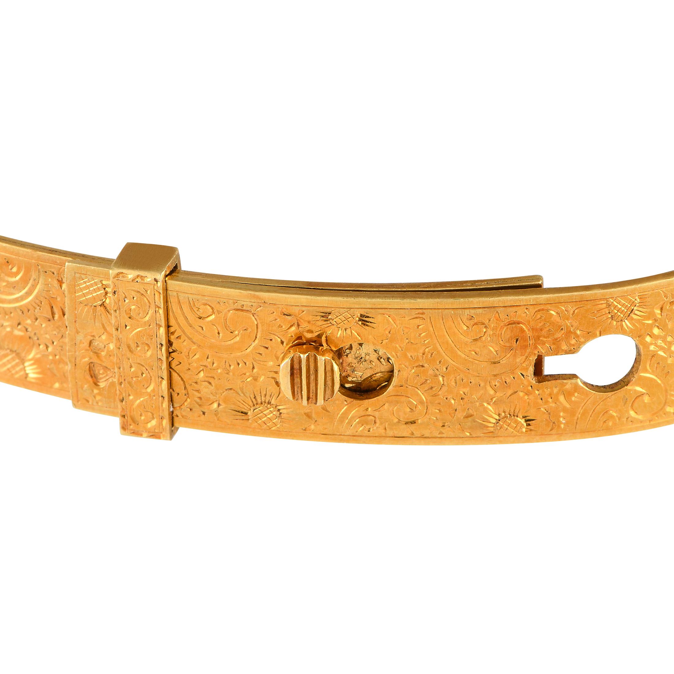 Taglio rotondo Bracciale vittoriano in oro giallo 18 carati con diamanti e smalto MF17-091824 in vendita