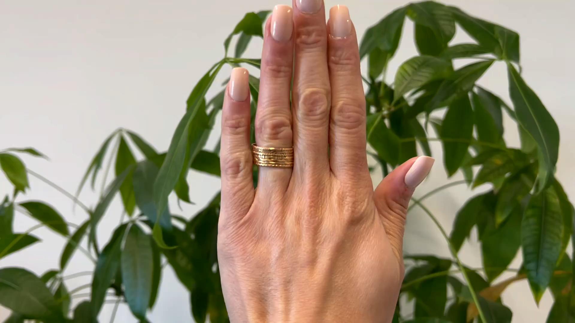 One Victorian 18k Yellow Gold Harem Multi Stack Ring. Crafted in 18 karat yellow gold. Circa 1890. The ring is a size 9 ¼ and cannot be resized.

About this Item: Step back in time with this Victorian multi-stack ring, a glowing relic of bygone