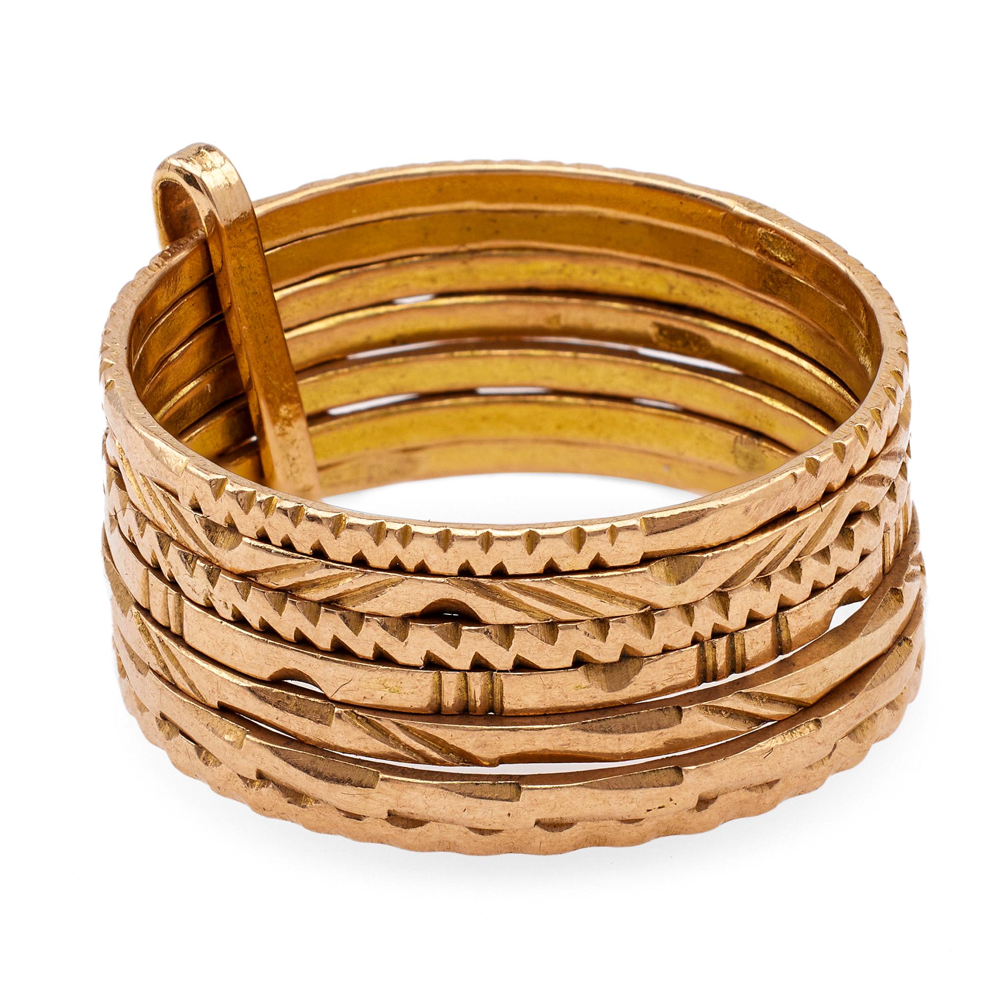 Victorian 18k Yellow Gold Harem Multi Stack Ring 1