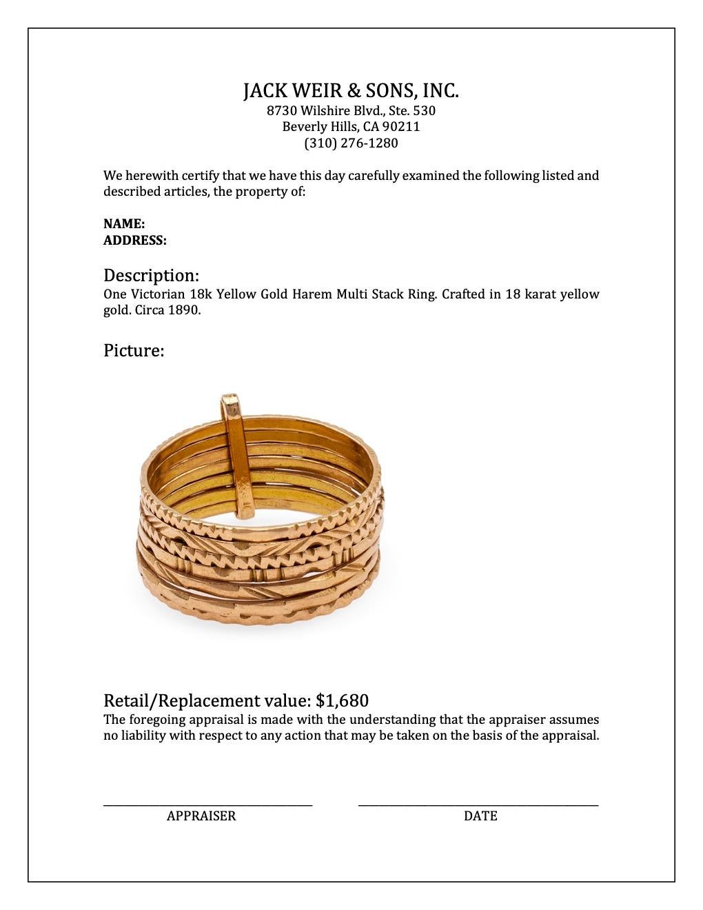 Victorian 18k Yellow Gold Harem Multi Stack Ring 2
