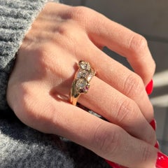 Victorian 18K Yellow Gold Old European Cut Diamond and Ruby Snake Ring