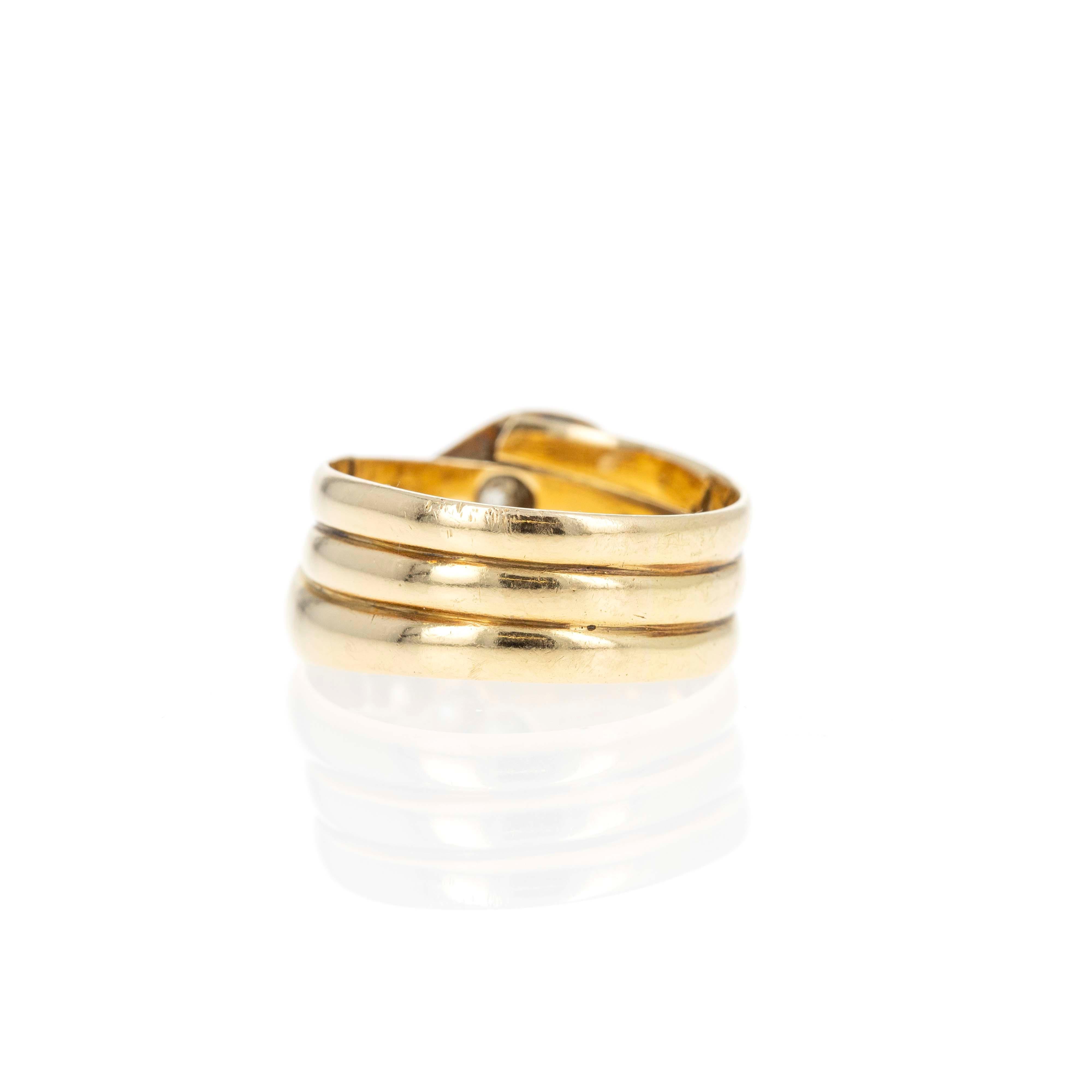 Bague victorienne en or jaune 18K avec serpent et diamants européens Excellent état - En vente à Cape May, NJ