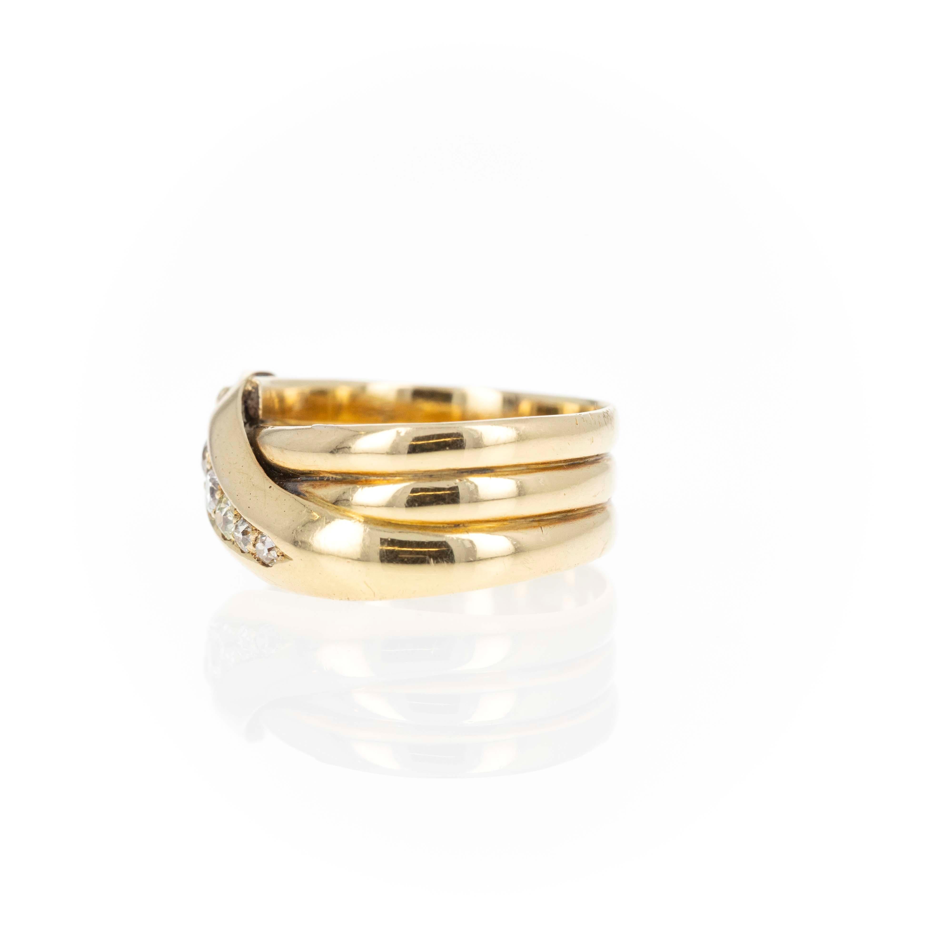 Bague victorienne en or jaune 18K avec serpent et diamants européens Unisexe en vente