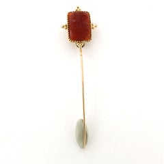 Broche victorienne en or jaune 18 carats représentant un empereur romain taillé dans de la cornaline – 5,0 grammes