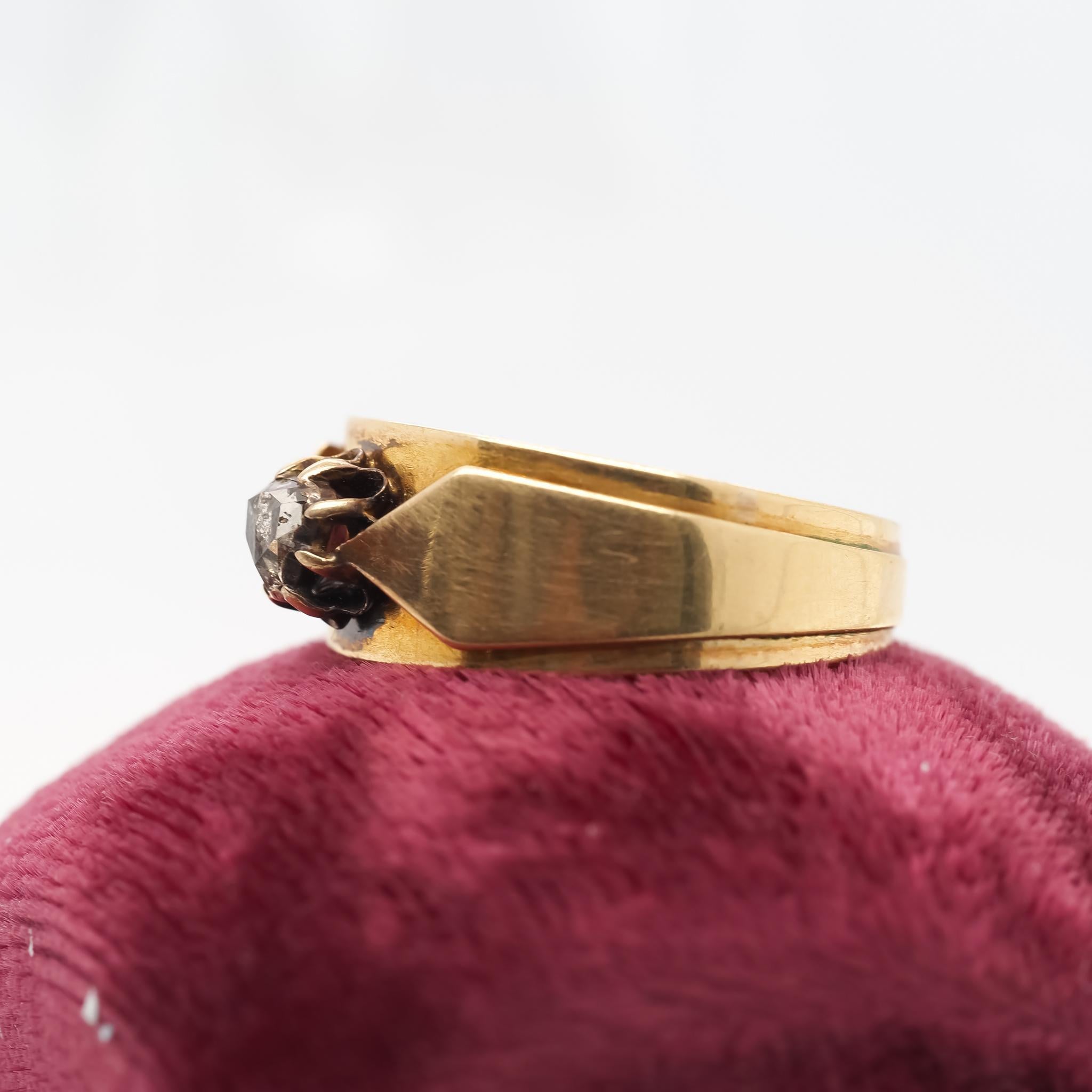 Victorian 18K Yellow Gold Rose Cut Diamond Ring For Sale 4