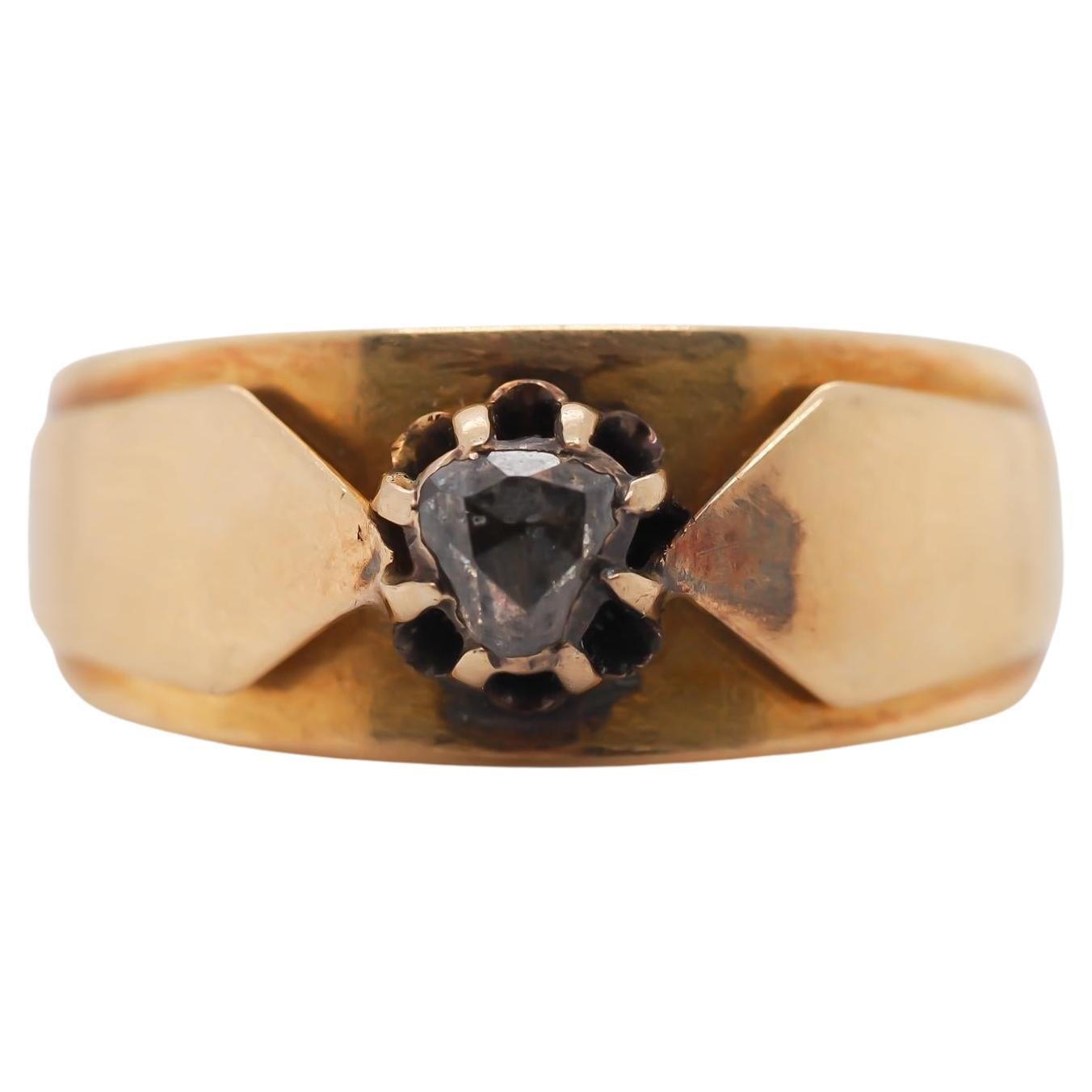 Victorian 18K Yellow Gold Rose Cut Diamond Ring
