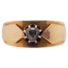 Antique Victorian 18K Yellow Gold Rose Cut Diamond Ring