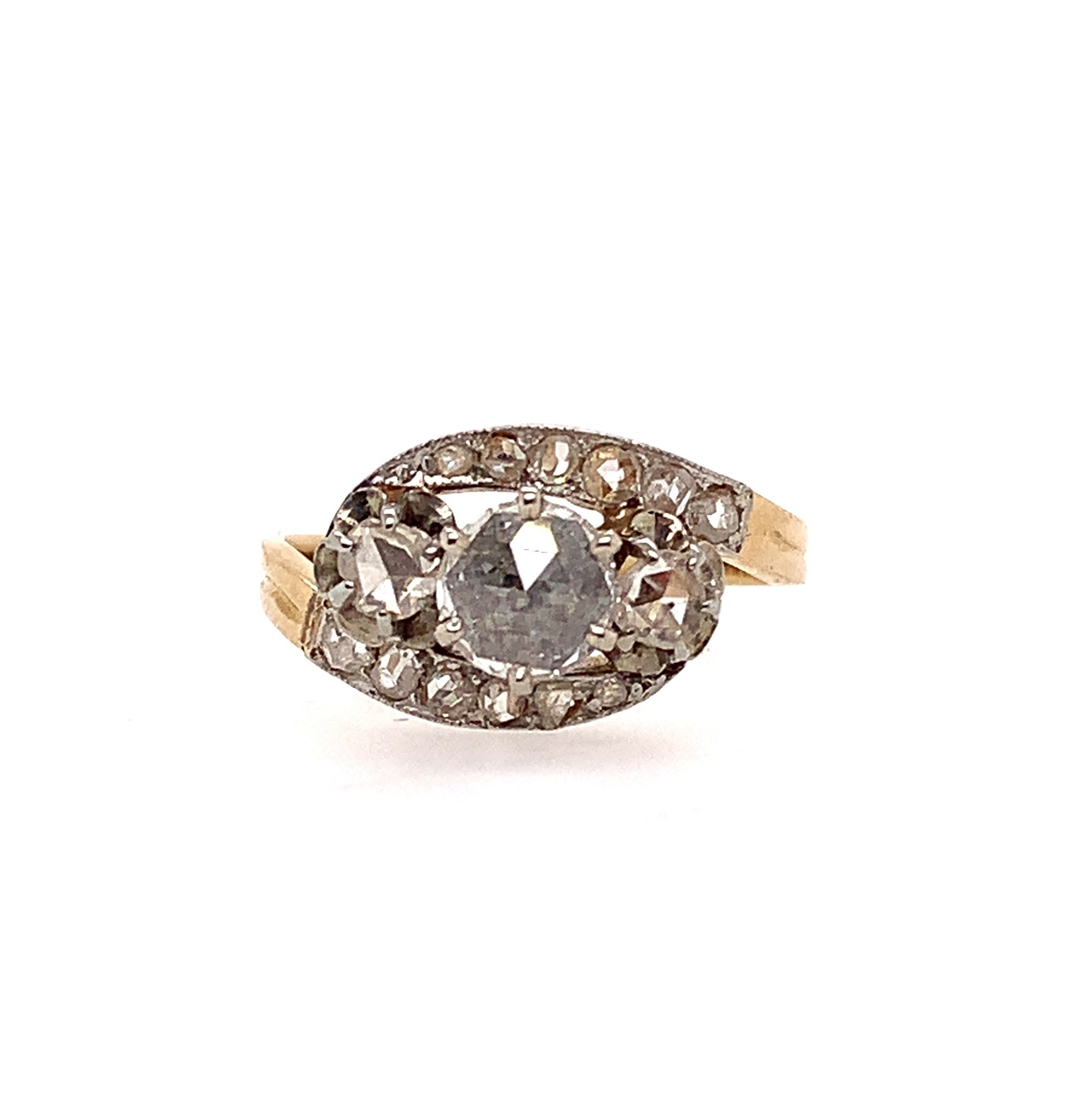 18k Yellow Gold Georgian Rose Cut Diamond Ring at 1stDibs