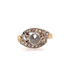 Victorian 18k Yellow Gold Rose Cut Genuine Natural Diamond Ring '#J5009'