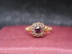Victorian 18K Yellow Gold Ruby and Rose Cut Diamond Ring