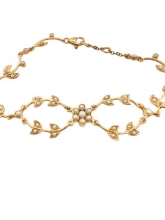 Victorian 18k Yellow Gold Seed Pearl Bracelet