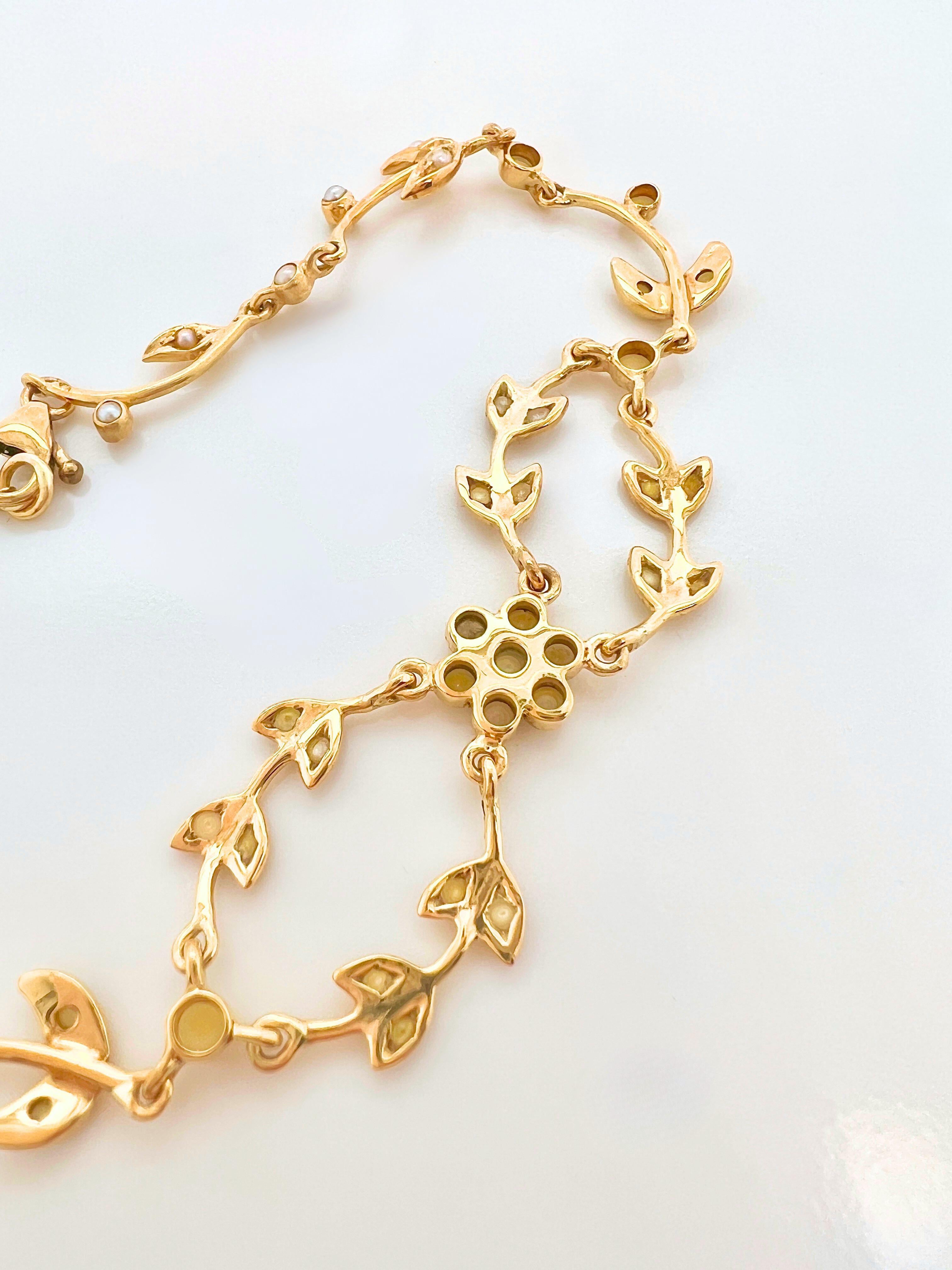 Pulsera Victoriana de Oro Amarillo de 18k con Perlas de Siembra Victoriano en venta
