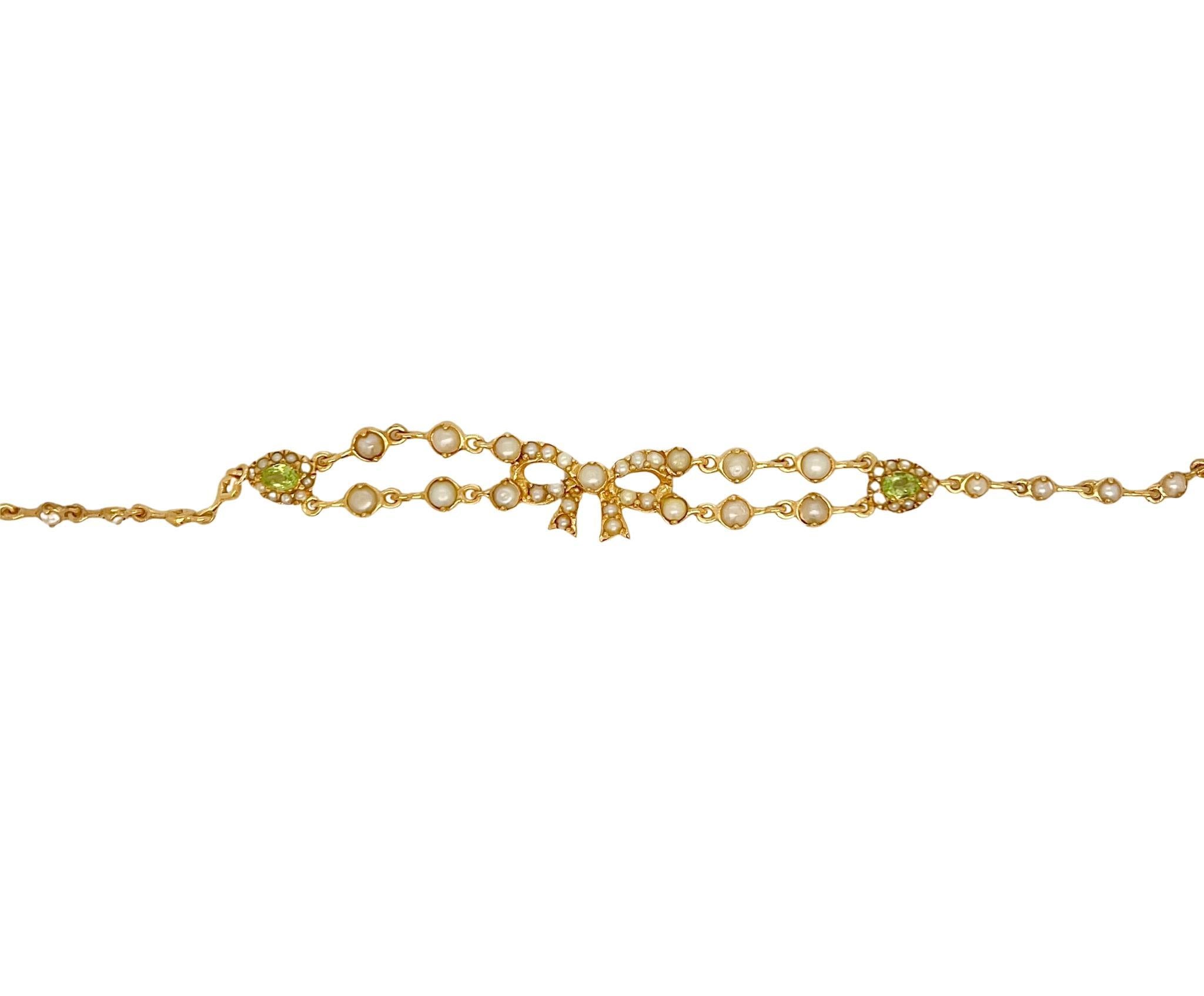 Pulsera Victoriana de Oro Amarillo de 18 K con Perlas de Siembra Victoriano en venta