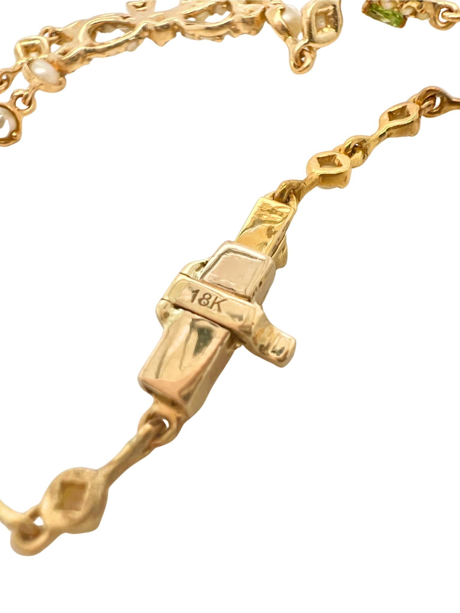 Pulsera Victoriana de Oro Amarillo de 18 K con Perlas de Siembra en Excelente estado para la venta en New York, NY