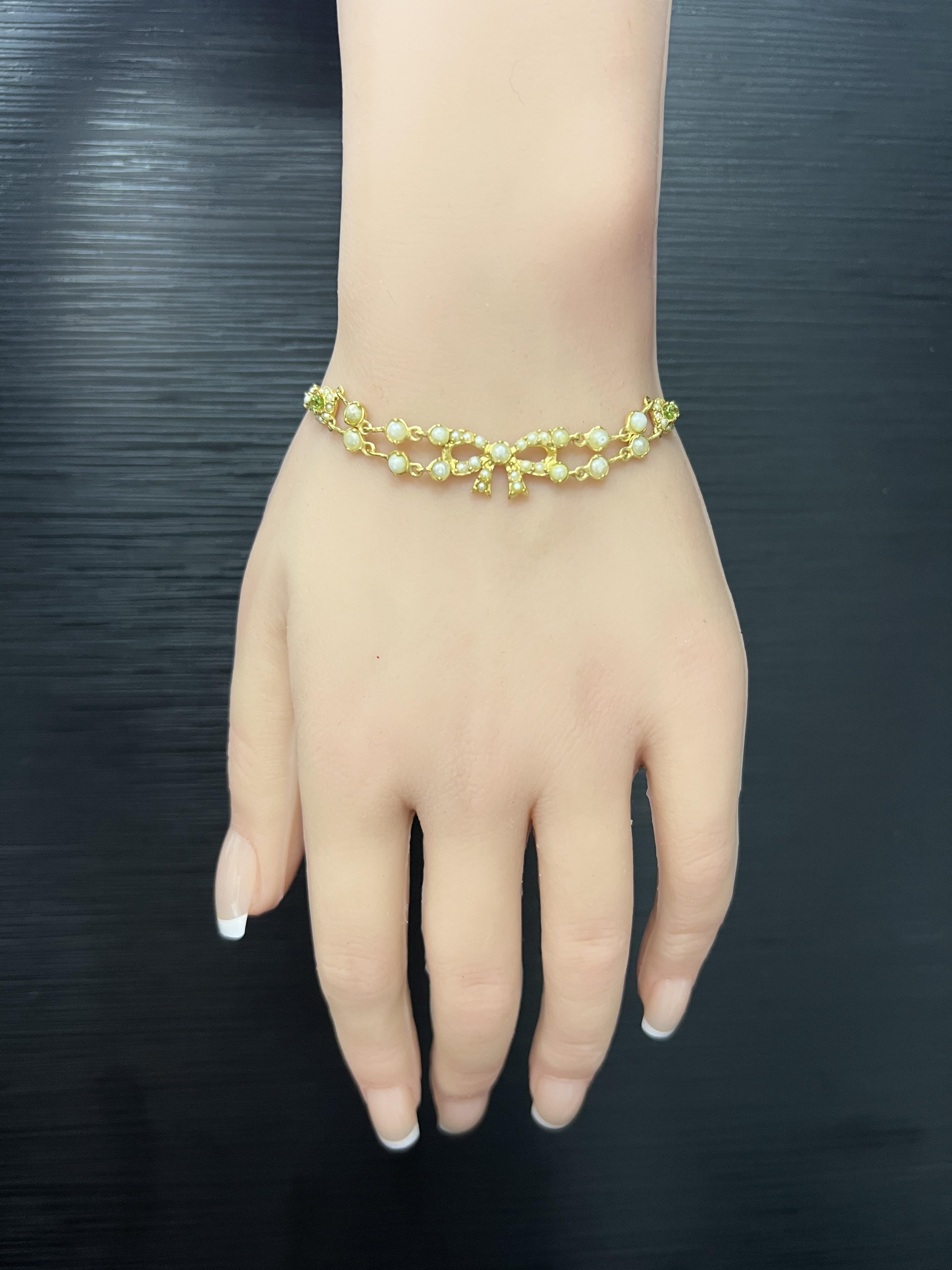 De las mujeres Pulsera Victoriana de Oro Amarillo de 18 K con Perlas de Siembra en venta