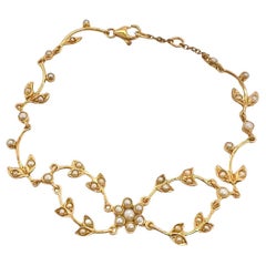 Pulsera Victoriana de Oro Amarillo de 18k con Perlas de Siembra